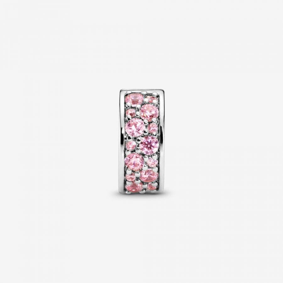 Charm Clip Rosafarbener Pavé-Glanz
