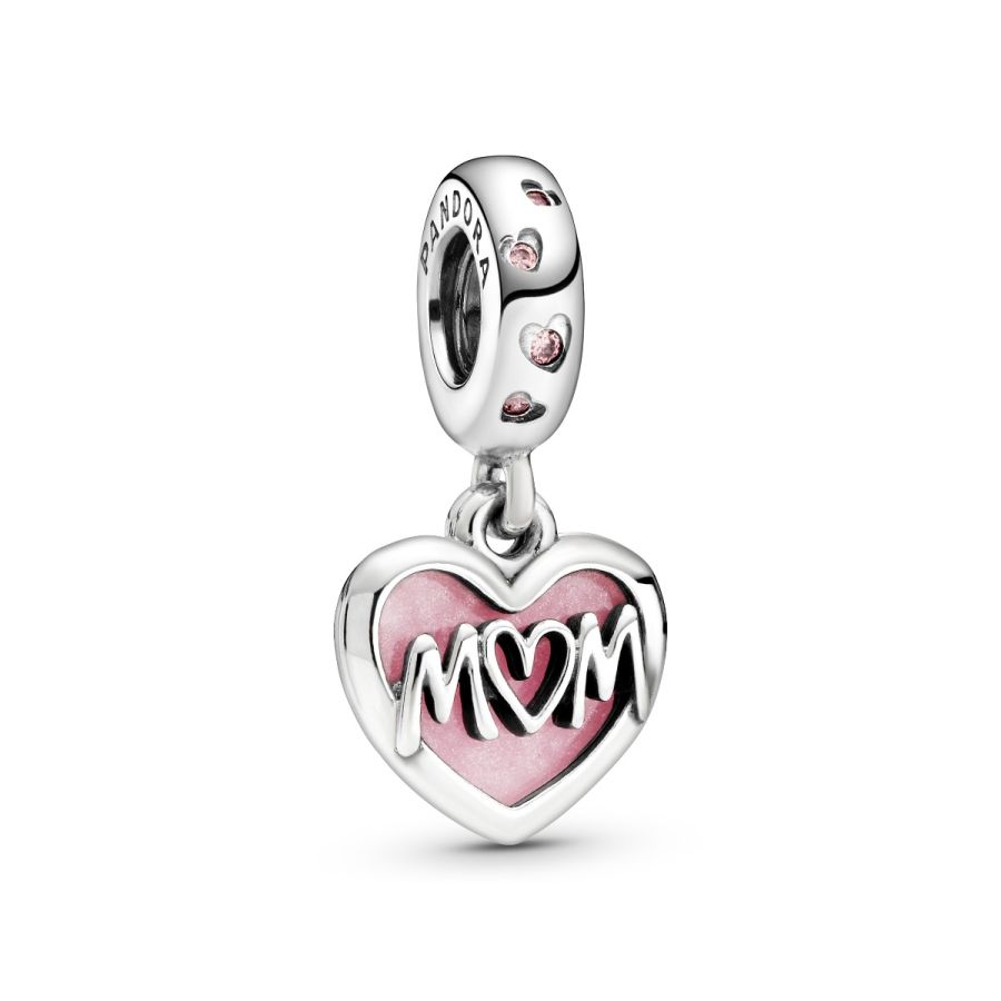 Charm-Anhänger Mum Inschrift Herz Sterling-Silber