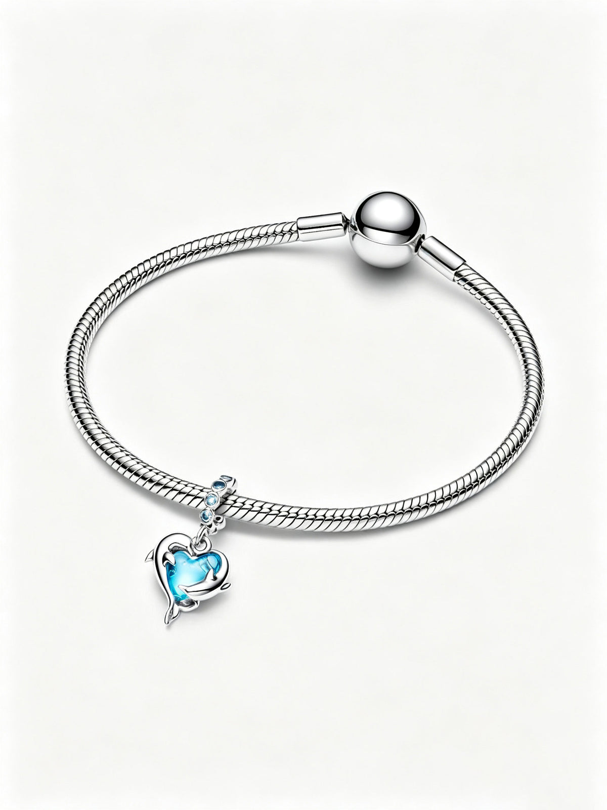 Blauer Murano-Glas Delfine Charm-Anhänger Sterling-Silber