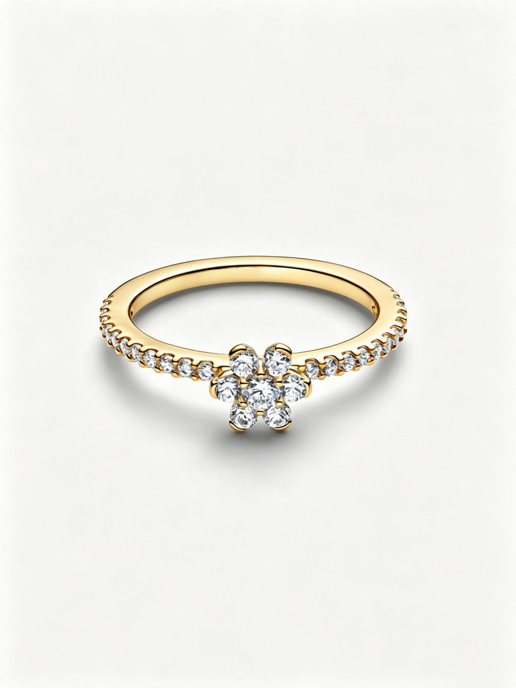 Funkelnde Blume Ring 14 Karat Vergoldung
