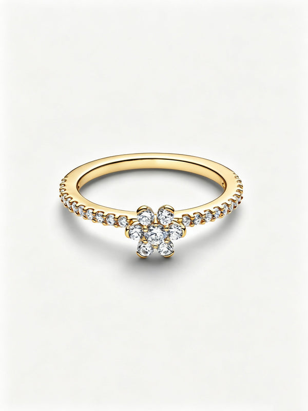 Funkelnde Blume Ring 14 Karat Vergoldung