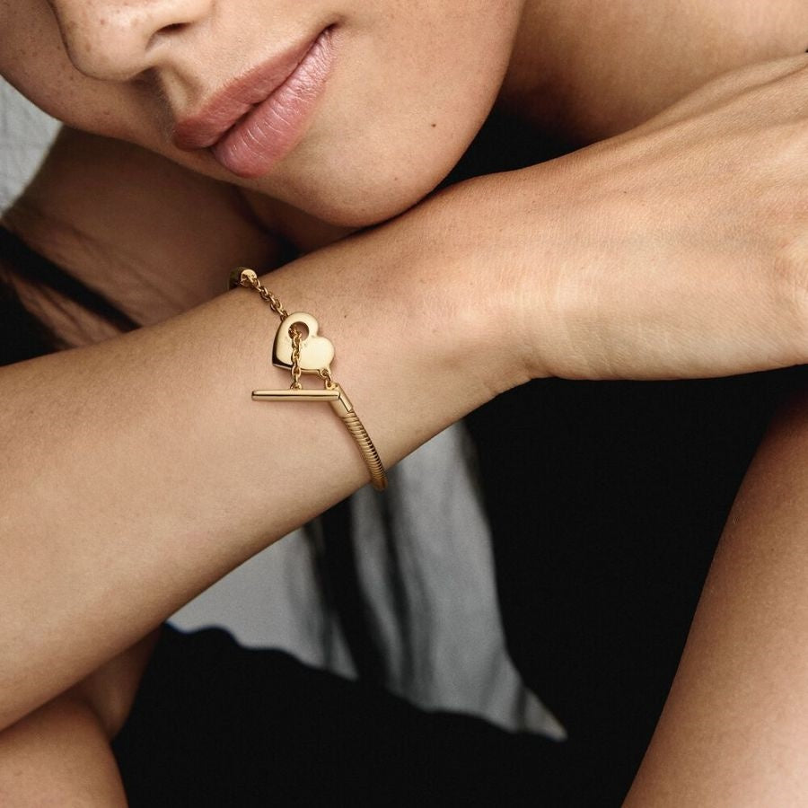 Schlangen-Gliederarmband Moments Herz T-Verschluss