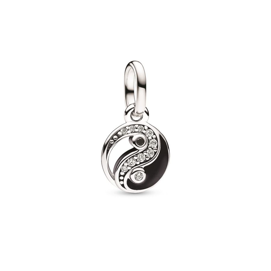 Mini-Charm-Anhänger Funkelnder Yin & Yang Silber