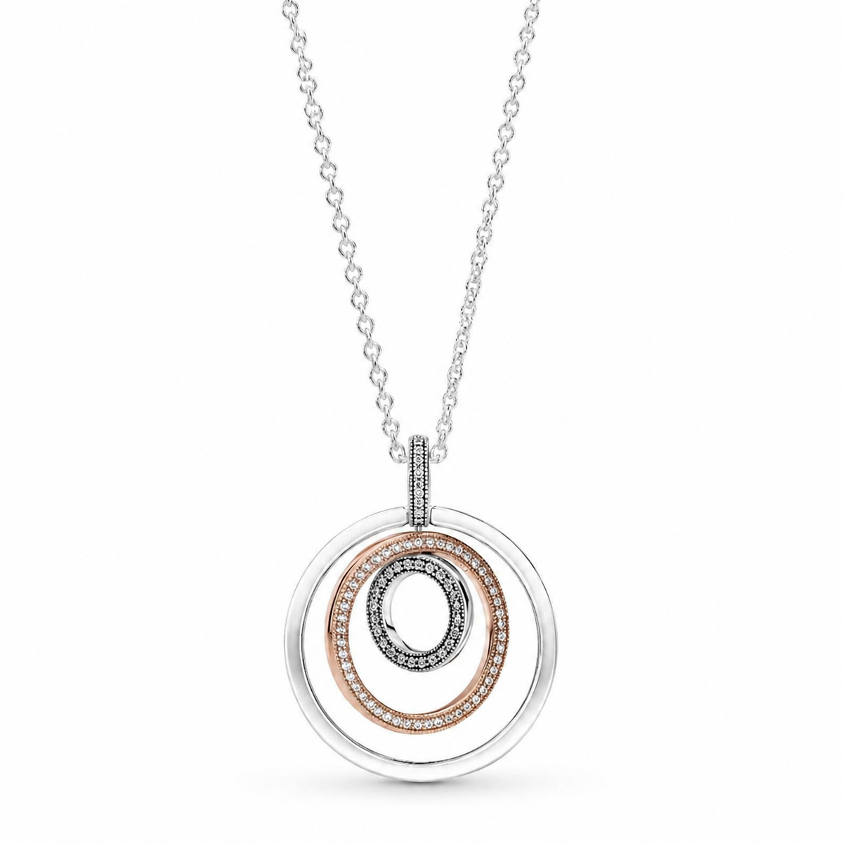 Rose 389483C01 Halskette mit Anhänger Zweifarbige Kreise Sterling-Silber 60 cm
