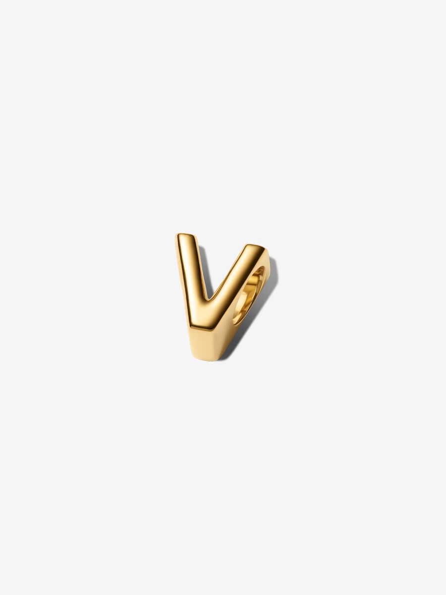 Buchstabe V Alphabet-Mini-Charm 14 Karat Vergoldung
