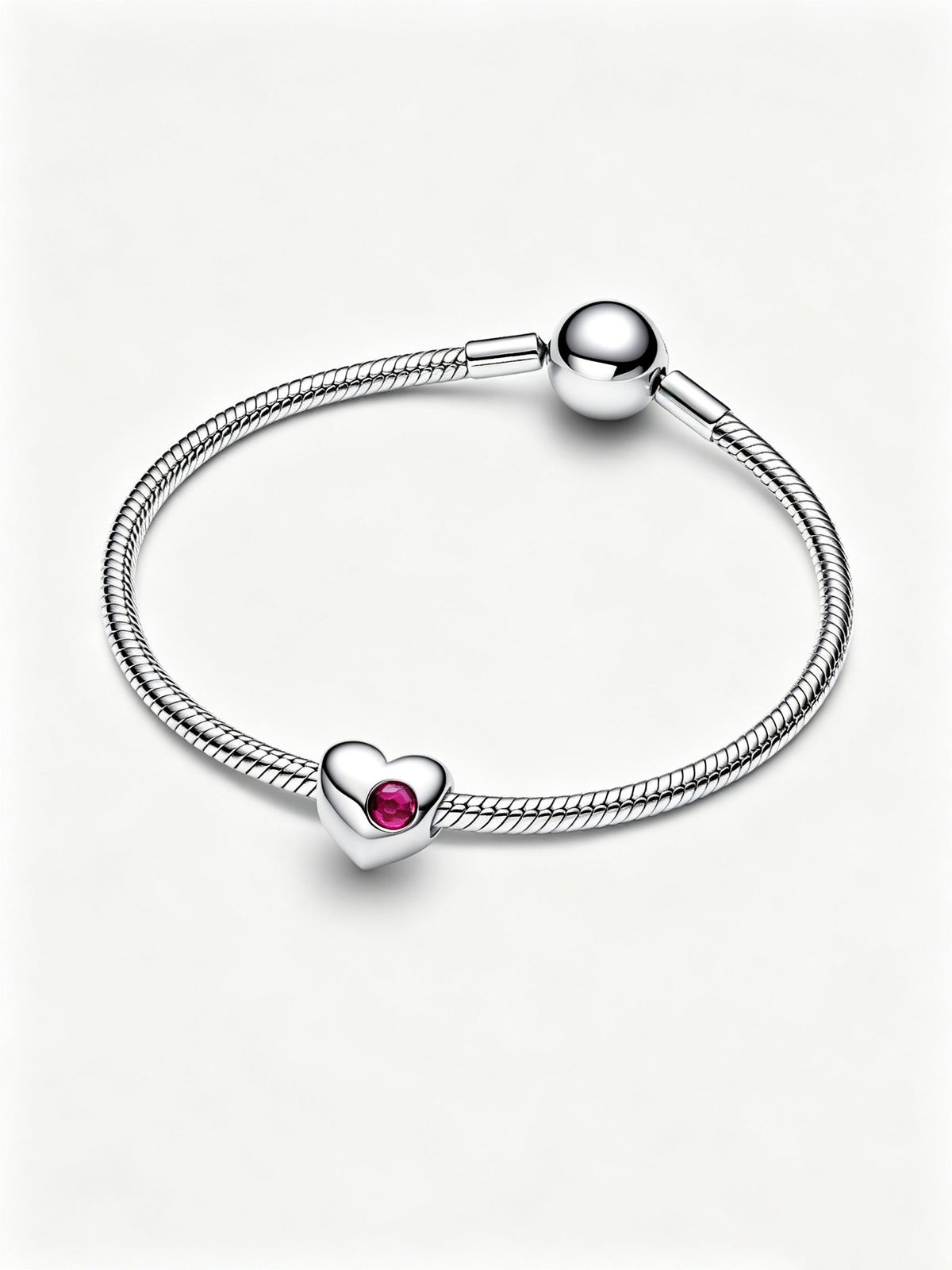 Gravierbares Echtroter Stein Herz-Charm Sterling-Silber