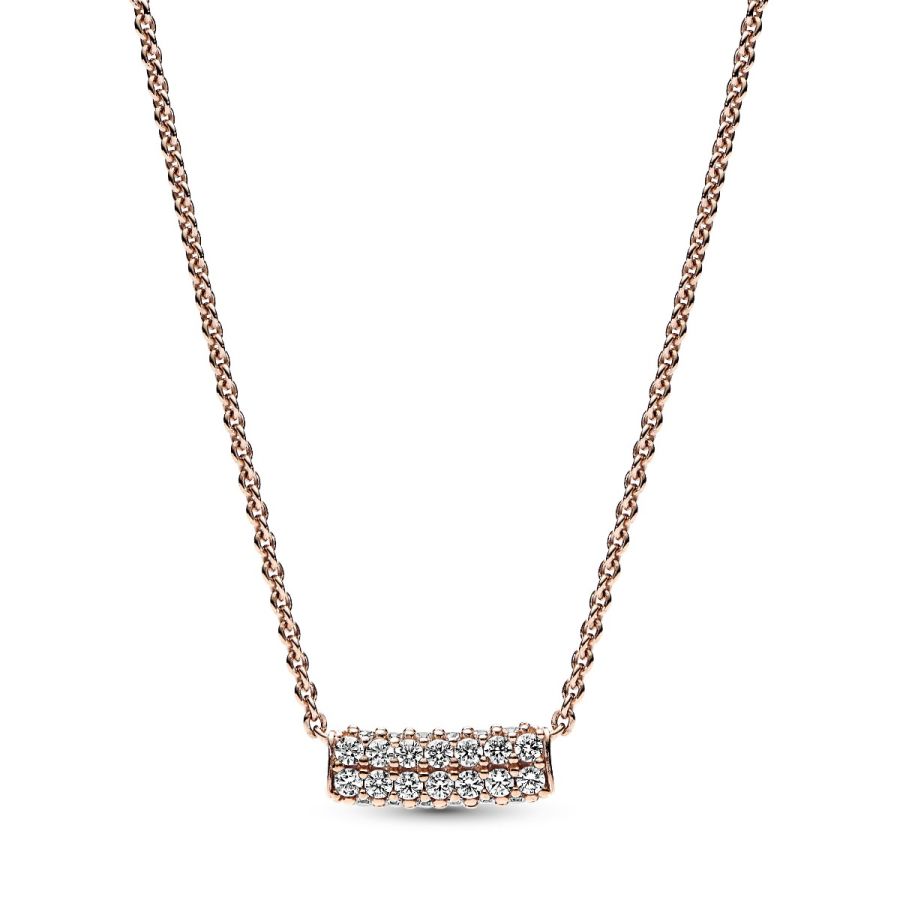 382621C01 Collier-Halskette Doppelreihige Pavé-Stab Rosé Vergoldet Hauptbild