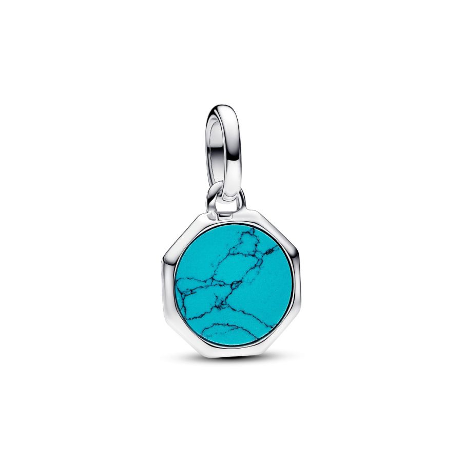 Mini-Medaillon-Charm Türkis Gravierbar Sterling-Silber Hauptbild
