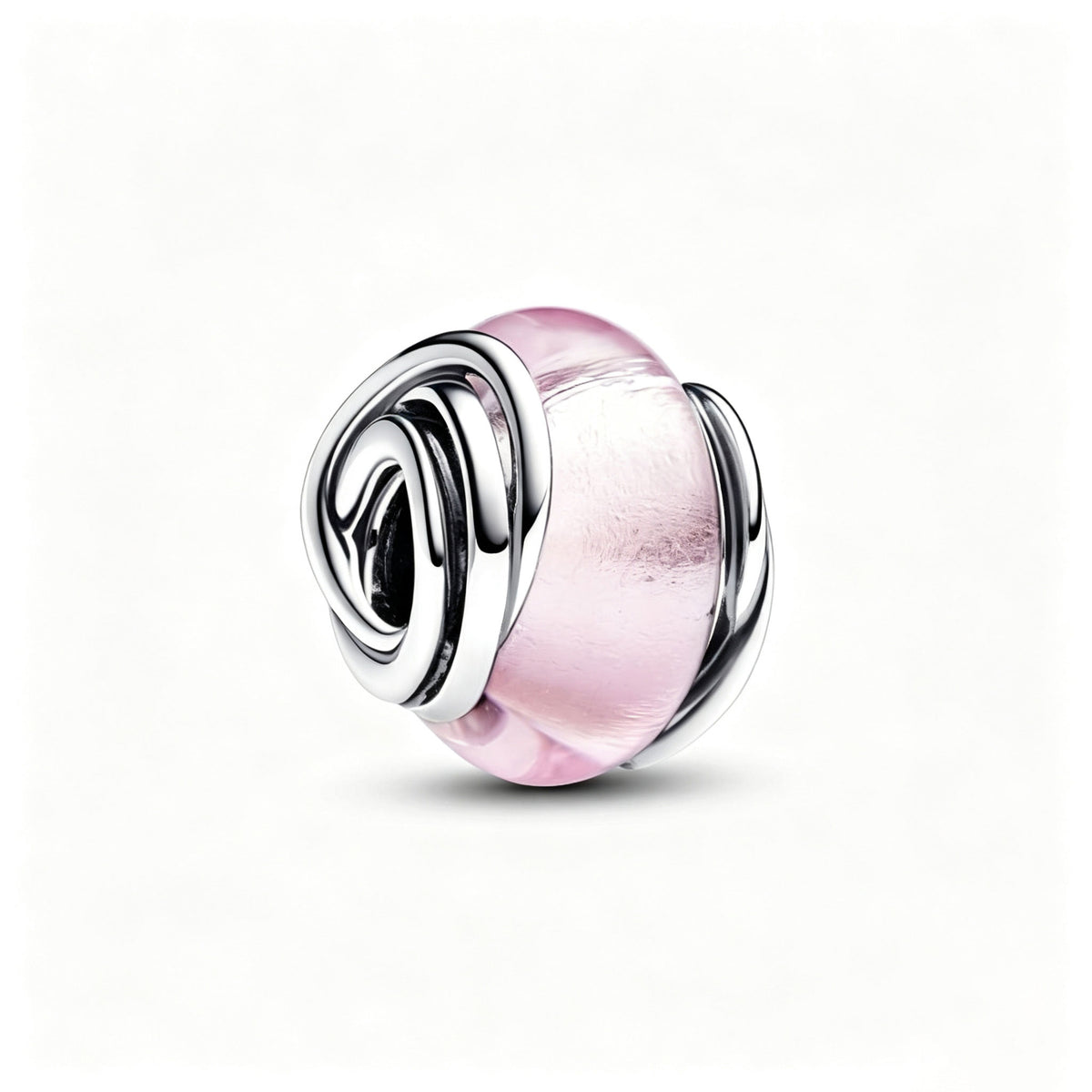 Charm Umschlungenes Rosafarbenes Murano-Glas Silber Hauptbild