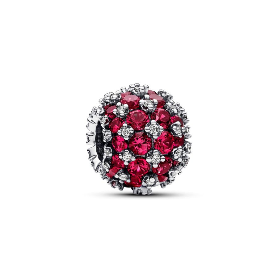 Charm Funkelndes Rosafarbenes Rundes Pavé Sterlingsilber Hauptbild
