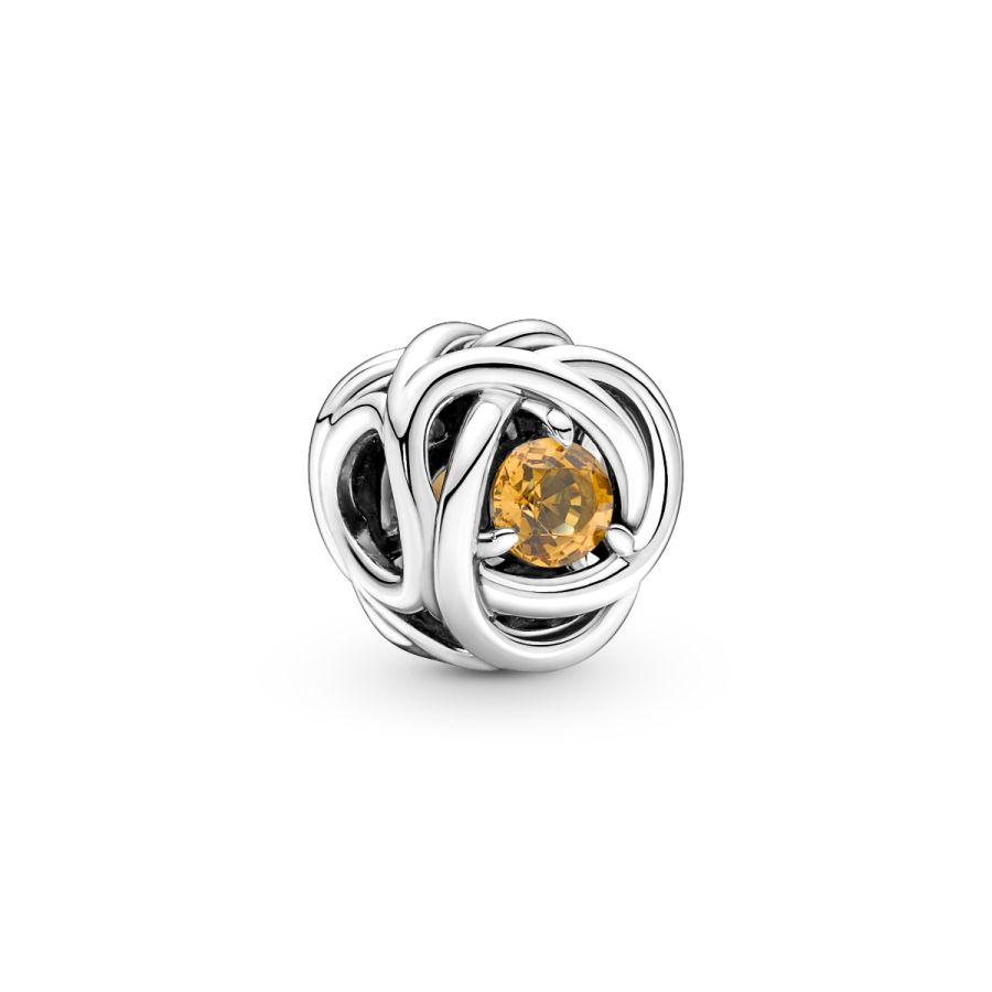 Charm November Geburtsstein Honigfarbener Ewigkeitskreis Silber