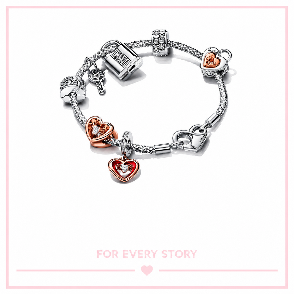 Charm-Anhänger Funkel Unendlichkeit Herzen 14k Rosé Vergoldet