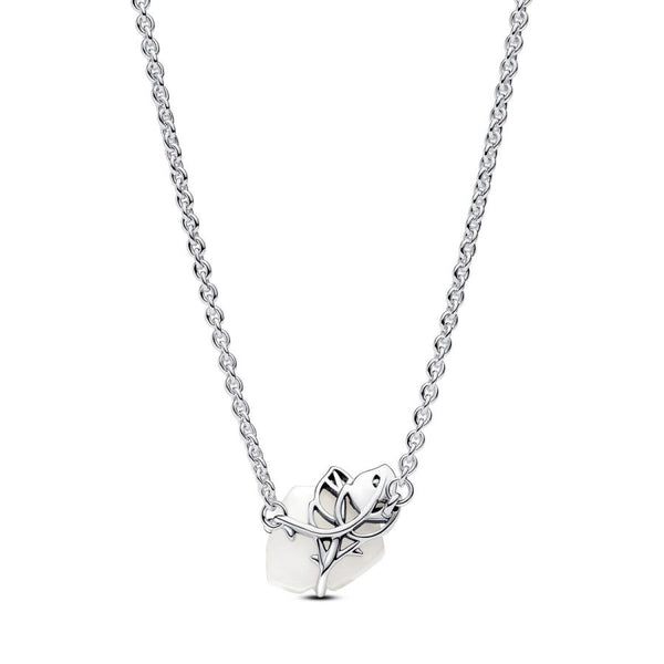 393206C01 Collier Kette Weiße Rose Zirkonia Silber 45 cm